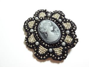 Hand beaded cameos-Hair accessories.