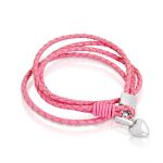 Pink wrap bracelet with heart charm.
